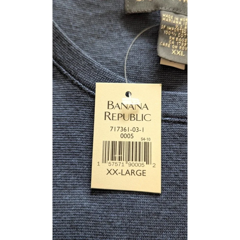 Banana Republic Men's XXL Cotton Short Sleeve Textured T-Shirt Slate Blue NEW